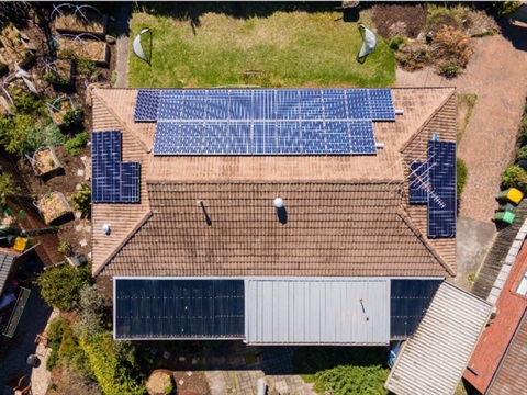 Solar panels on the roof of a house