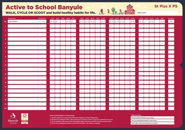 The Classroom Chart is used to track students active travel to and from school and is a great way to collect data for house points as an example.
