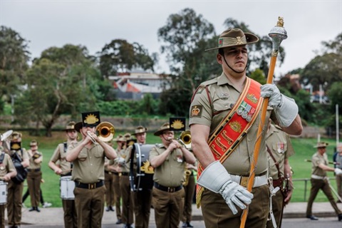 Army band departs the parade