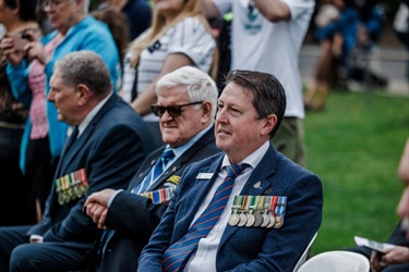 Banyule RSL presidents watch the parade and ceremony.