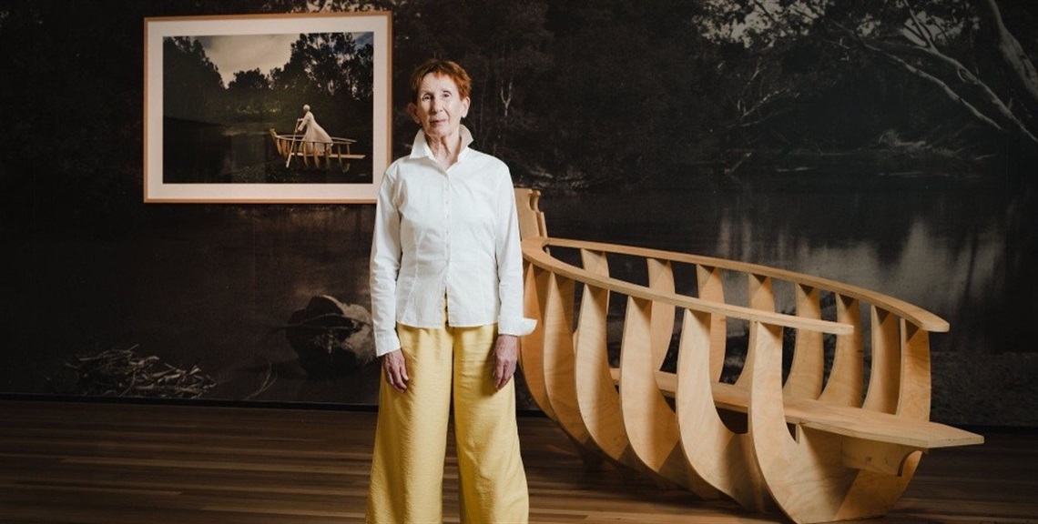 Artist Jill Orr with installation