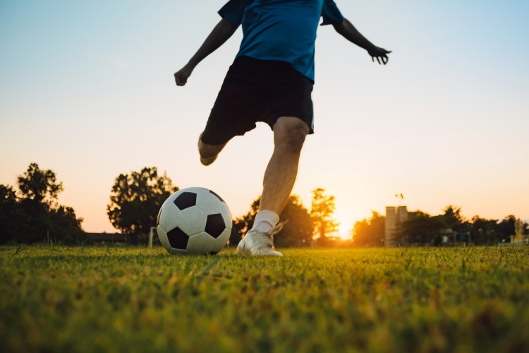 Kick to a soccer ball
