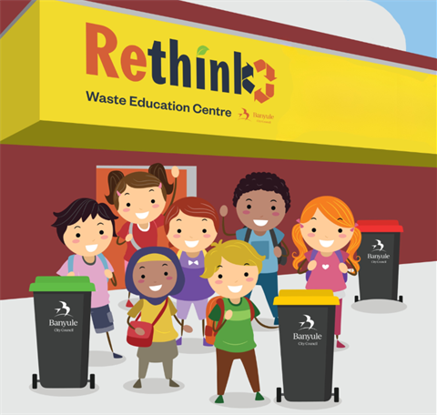 Animated image of kids and bins at Rethink Centre