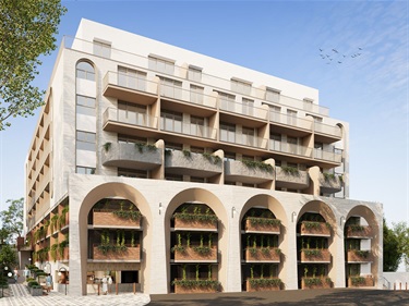 Rendering of frontal street view.